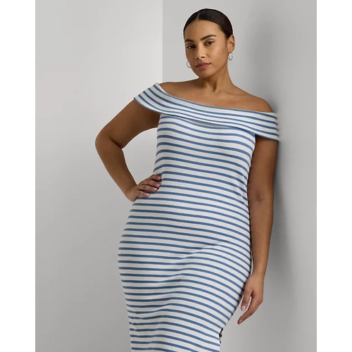 폴로 랄프로렌 Striped Off-the-Shoulder Midi Dress