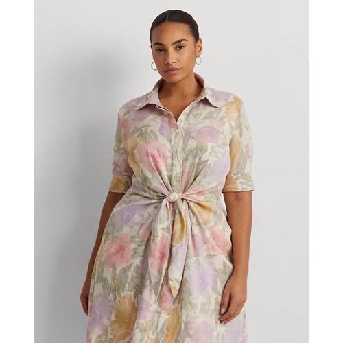 폴로 랄프로렌 Floral Tie-Front Linen Shirtdress