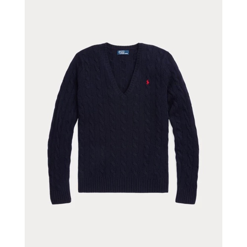 폴로 랄프로렌 Cable-Knit Wool-Cashmere V-Neck Sweater