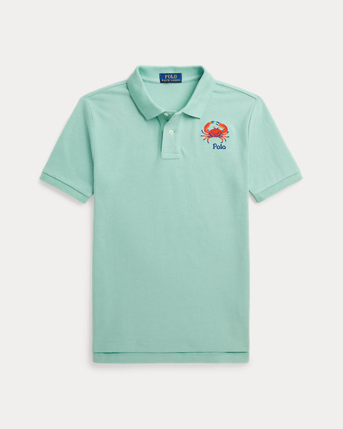폴로 랄프로렌 Crab-Embroidered Cotton Mesh Polo Shirt