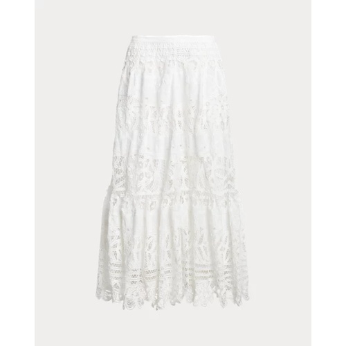 폴로 랄프로렌 Battenberg-Lace Linen Midi Skirt