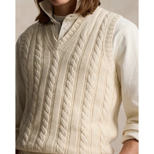 폴로 랄프로렌 Aran-Knit Cotton-Cashmere Sweater Vest