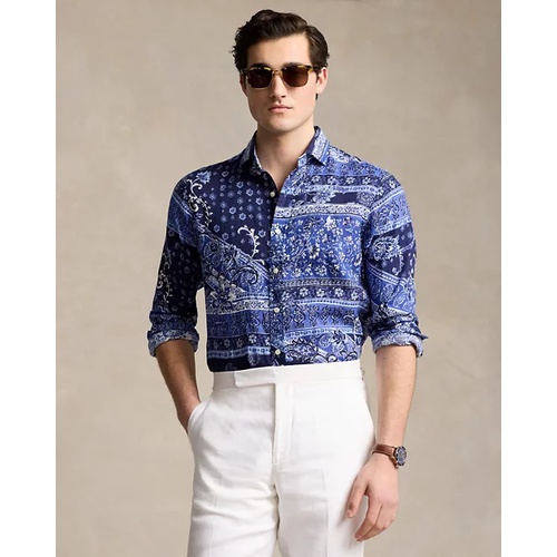 폴로 랄프로렌 Classic Fit Patchwork-Print Linen Shirt