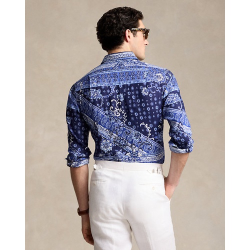 폴로 랄프로렌 Classic Fit Patchwork-Print Linen Shirt