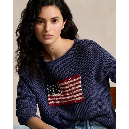 폴로 랄프로렌 Flag Pointelle Cotton-Linen Sweater