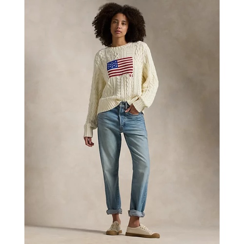 폴로 랄프로렌 Aran-Knit Flag Cotton Sweater