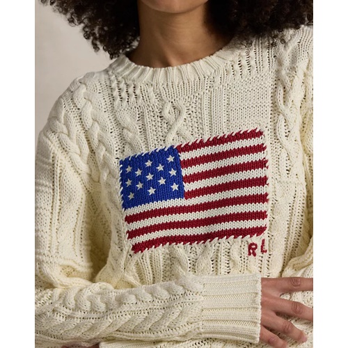 폴로 랄프로렌 Aran-Knit Flag Cotton Sweater