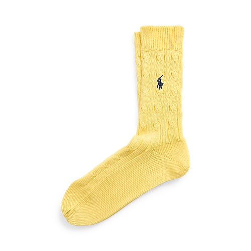 폴로 랄프로렌 Cable-Knit Cotton-Blend Crew Socks