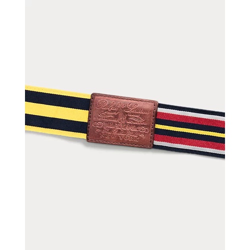 폴로 랄프로렌 Leather-Trim Striped Belt