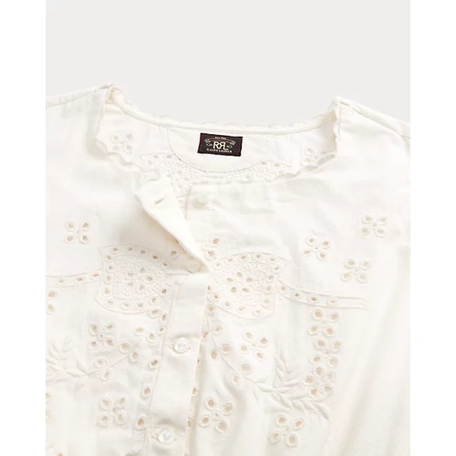 폴로 랄프로렌 Eyelet-Embroidered Peplum Blouse