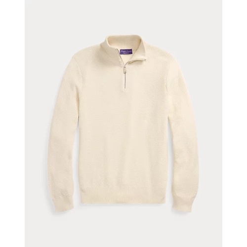 폴로 랄프로렌 Textured Silk-Cotton Quarter-Zip Sweater