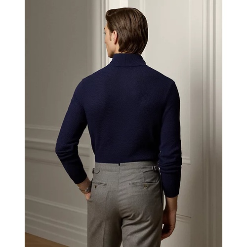 폴로 랄프로렌 Textured Silk-Cotton Quarter-Zip Sweater