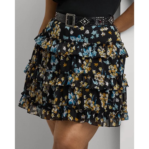 폴로 랄프로렌 Floral Ruffle-Trim Georgette Miniskirt