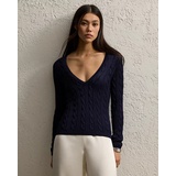 Cable-Knit Silk V-Neck Sweater