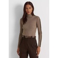 Faux Leather Trim Turtleneck Sweater