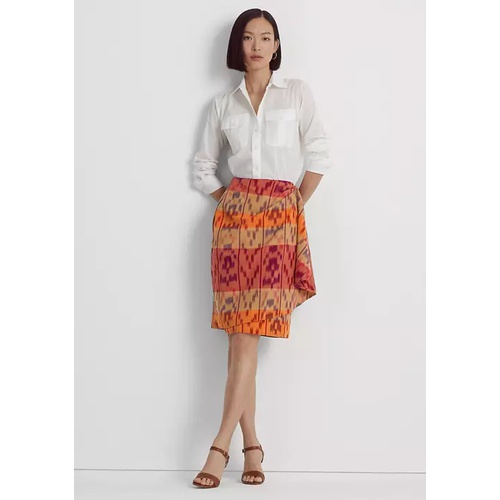 폴로 랄프로렌 Geometric Motif Cotton Linen Wrap Skirt