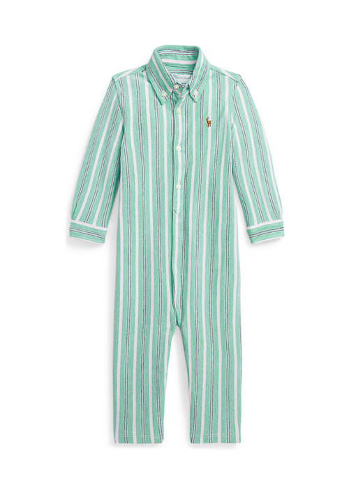 Baby Boys Striped Knit Cotton Oxford Coverall