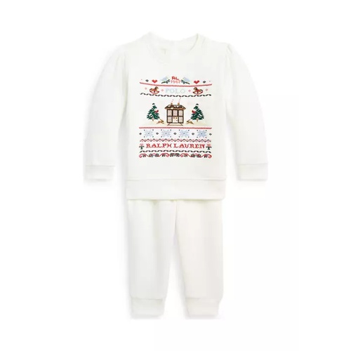 폴로 랄프로렌 Baby Girls Fleece Graphic Sweatshirt and Pants Set