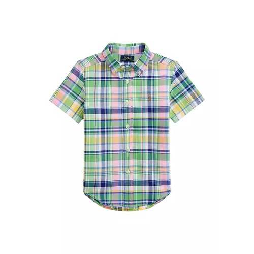 폴로 랄프로렌 Boys 2-7 Plaid Cotton Oxford Short Sleeve Shirt