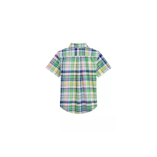 폴로 랄프로렌 Boys 2-7 Plaid Cotton Oxford Short Sleeve Shirt