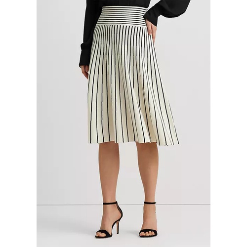 폴로 랄프로렌 Womens Striped Cotton-Blend Midi Skirt