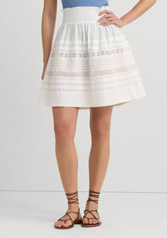 폴로 랄프로렌 Lace Trim Cotton Broadcloth Mini Skirt