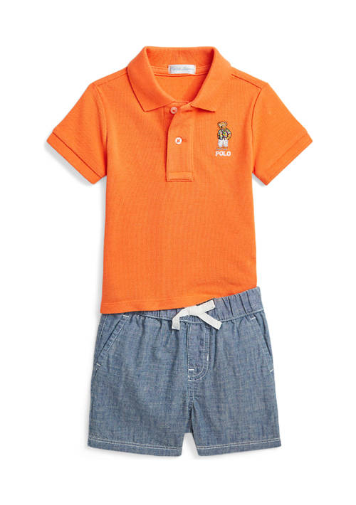 폴로 랄프로렌 Baby Boys Polo Bear Cotton Polo Shirt & Short Set