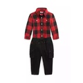 Baby Boys Double Faced Cotton Shirt and Stretch Jogger Cargo Pants Set