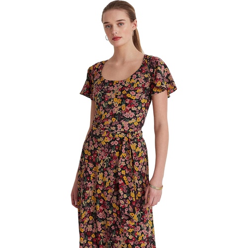 폴로 랄프로렌 LAUREN Ralph Lauren Floral Crepe Flutter-Sleeve Dress