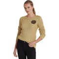 LAUREN Ralph Lauren Petite Metallic Button-Trim Cable-Knit Sweater