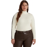 LAUREN Ralph Lauren Plus-Size Faux-Leather-Trim Turtleneck Sweater