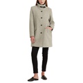 Womens Wool Blend Buckle-Collar Coat