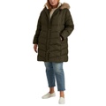 Womens Plus Size Faux-Fur-Trim Hooded Puffer Coat