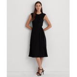 Womens Bubble Crepe Cap-Sleeve Dress