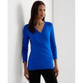 Womens Ruched Surplice Jersey Top