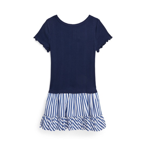 폴로 랄프로렌 Toddler and Little Girls Woven-Skirt Pointelle-Knit Cotton Dress