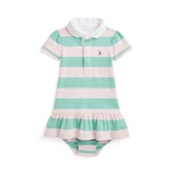 Baby Girls Striped Cotton Rugby Dress and Bloomer Set
