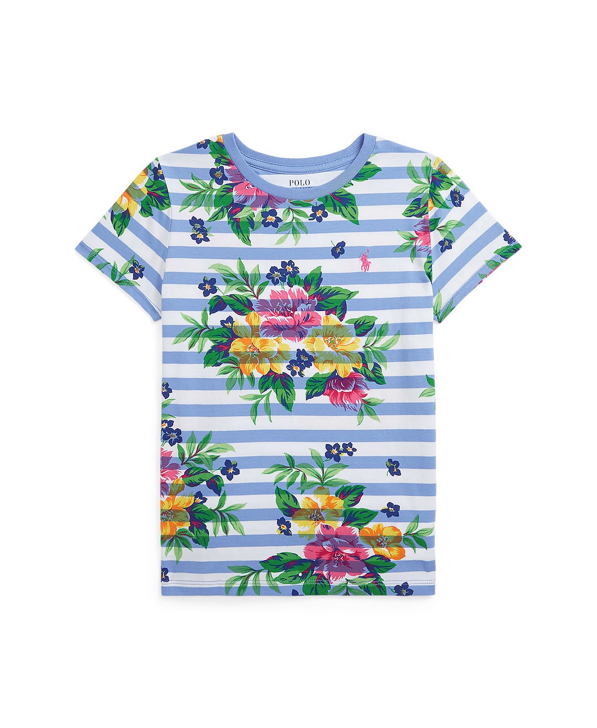 폴로 랄프로렌 Big Girls Striped Floral Cotton Jersey T-shirt