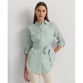 Womens Striped Belted Utility Shirt