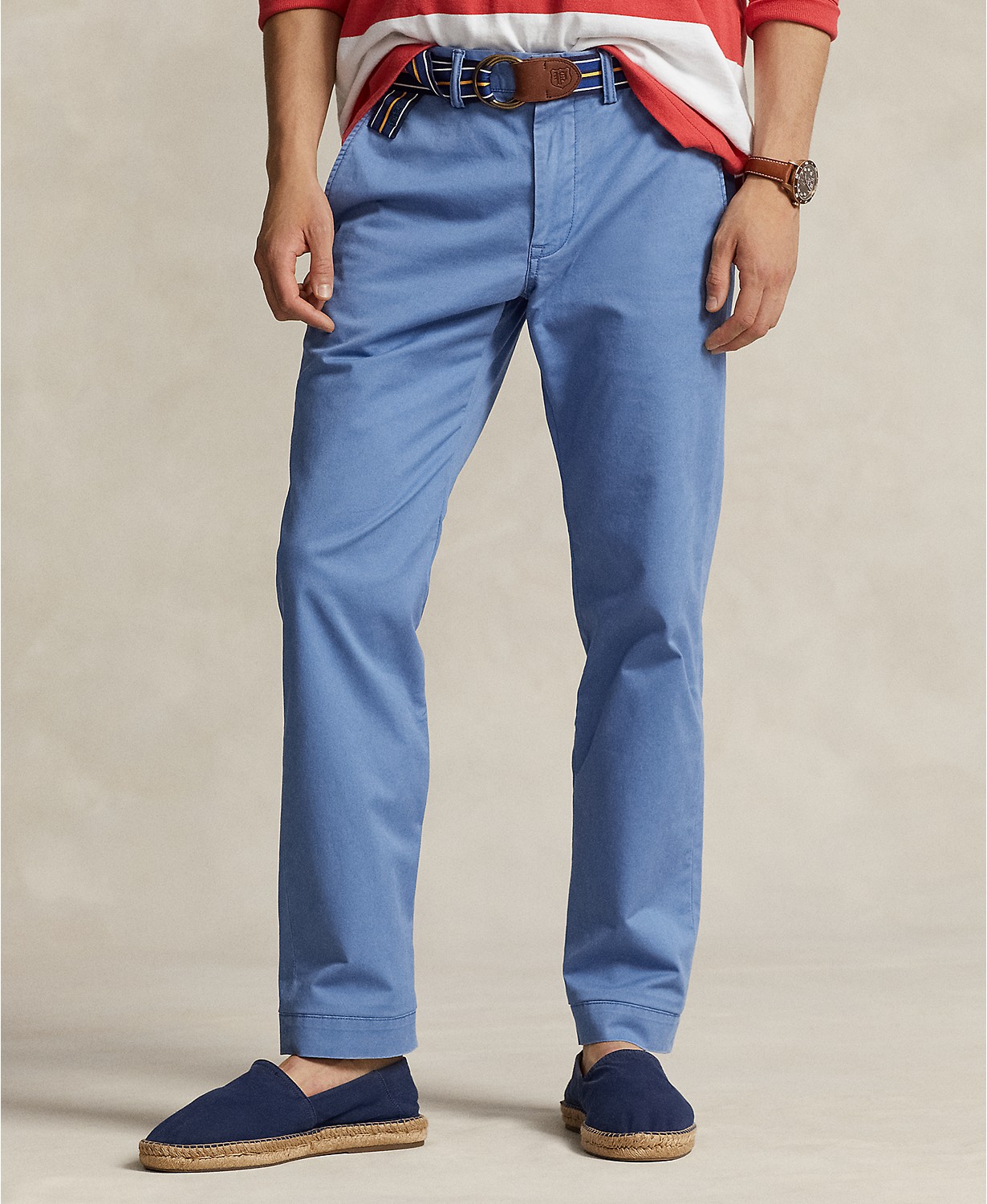 Mens Straight-Fit Washed Stretch Chino Pants