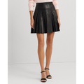 Womens Mini Leather A-Line Skirt