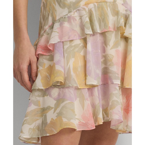 폴로 랄프로렌 Womens Floral Crinkle Georgette Tiered Skirt
