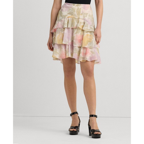 폴로 랄프로렌 Womens Floral Crinkle Georgette Tiered Skirt