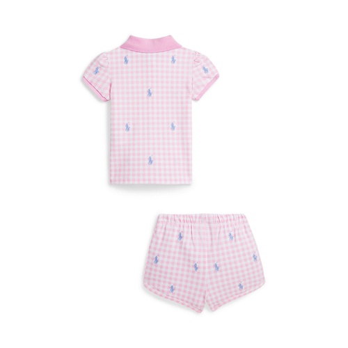 폴로 랄프로렌 Baby Girls Polo Pony Mesh Polo Shirt and Shorts Set