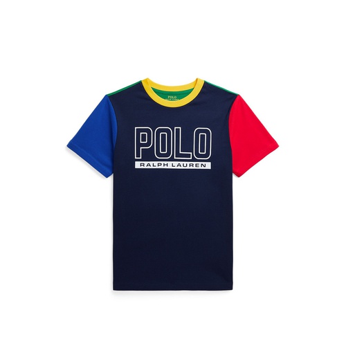 폴로 랄프로렌 Big Boys Color-Blocked Logo Cotton Jersey T-shirt
