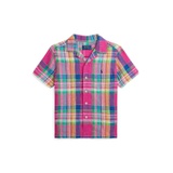 Toddler and Little Boys Plaid Linen Camp Shirt