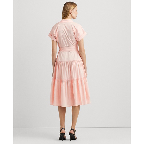 폴로 랄프로렌 Womens Belted Cotton-Blend Tiered Dress