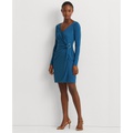 Womens Faux-Wrap Sheath Dress