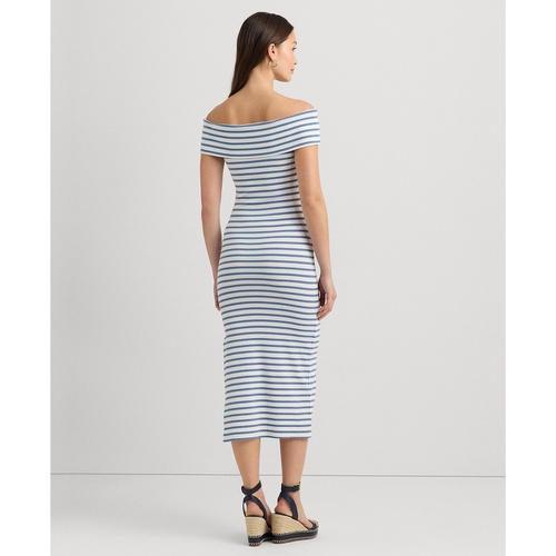 폴로 랄프로렌 Womens Striped Off-the-Shoulder Midi Dress