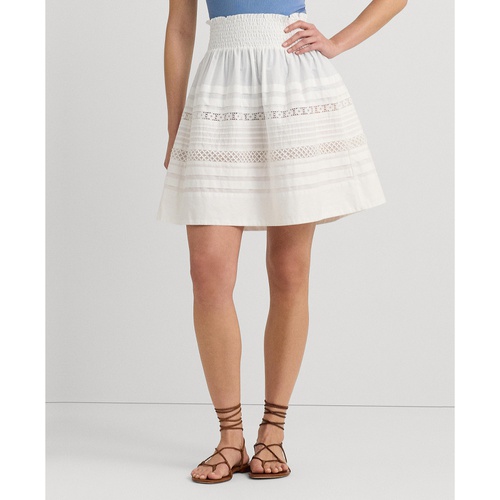 폴로 랄프로렌 Womens Lace-Trim A-Line Miniskirt
